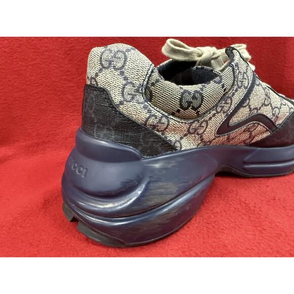 Gucci GG Rhyton Beige Blue Supreme Monogram Sneakers EU 41/ Gucci 7 /US 7.5 main image 12